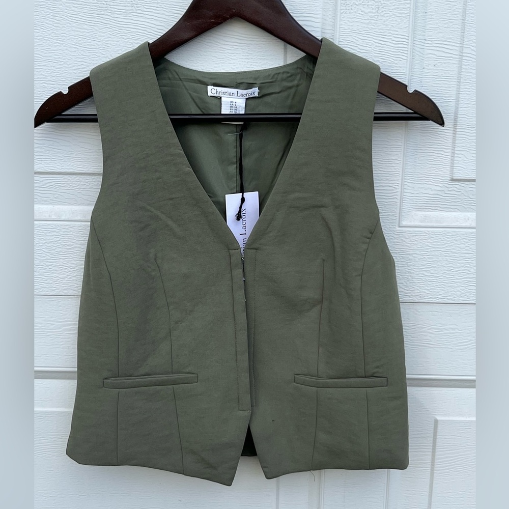 Women's Christian Lacroix vest olive green size 6